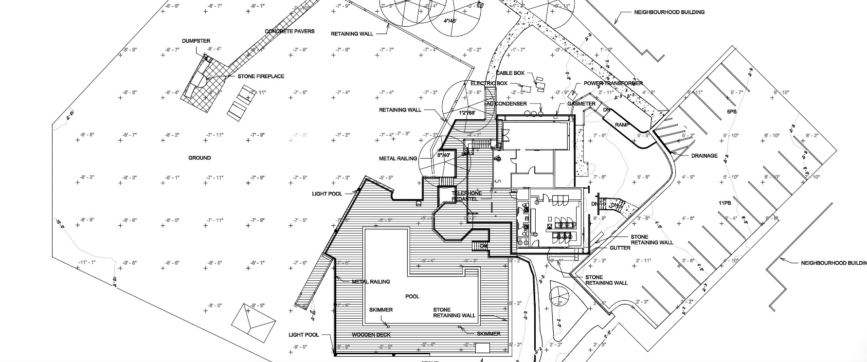 SCENA as-built residential site plan with dimensions and labeled features