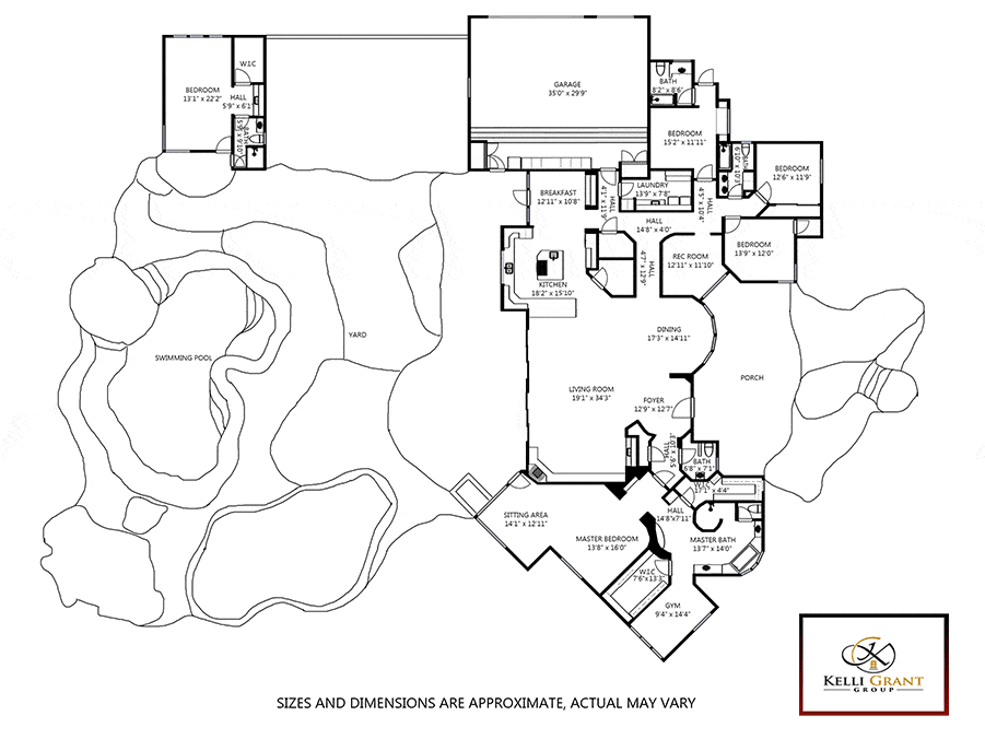 SCENA as-built residential floor plan with room labels and dimensions